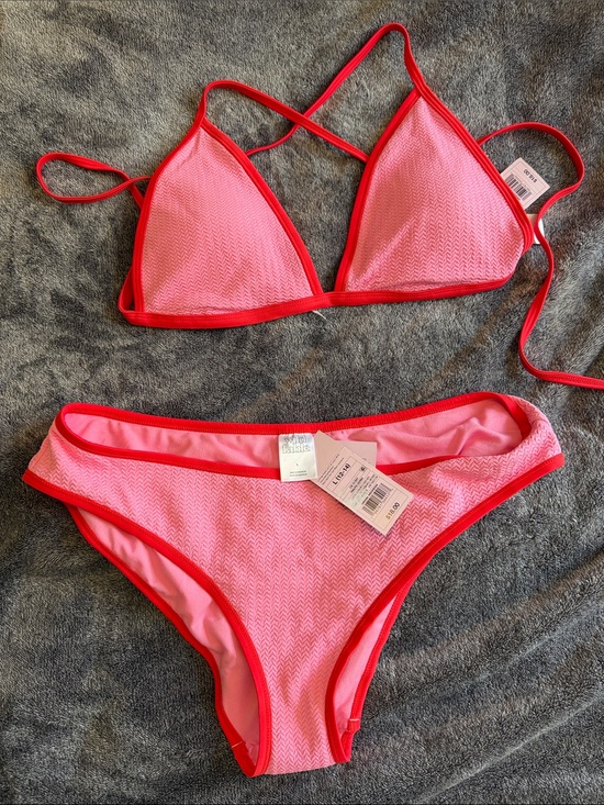wild fable Other - wild fable Pink Bikini Set with Red Trim